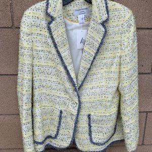 Helene Berman London Nubby Tweed Blazer in Yellow - Size Large